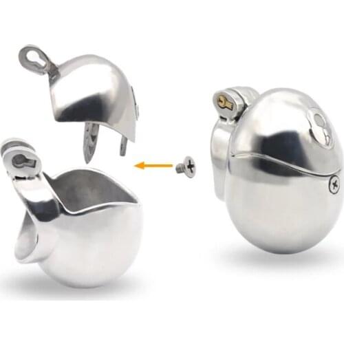Metal Egg Shape Fully Restraint Male Chastity Cage Lock Devices With Thorn Ring Scrotum Ball Stretcher Penis Lock Sexual delay