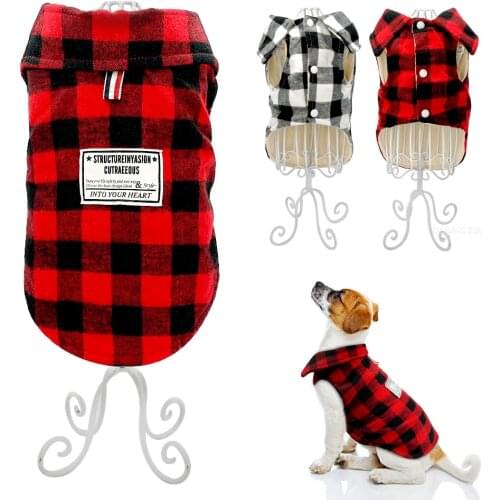 Winter Dog Clothes Soft Plaid Chihuahua Pug French Bulldog Clothes Pet Puppy Clothing Jacket For Small Medium Dogs Costume Coat