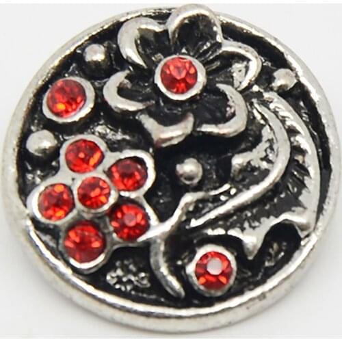 Fashion Design Red Rhinestone Styles Snap Button Charms For DIY Jewelry Making