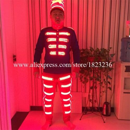 Fashion Colorful Luminous Growing Led Light Men Costume Party Dancing Singer Wear For Club Party Bar Halloween Christmas Clothes