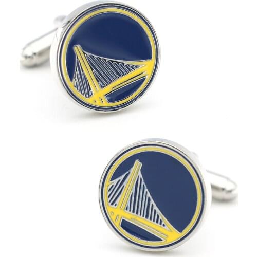 IGame Mens Basketball Team Cufflinks Blue Color Golden State Warriors Design Quality Brass Cuff Links Free Shipping