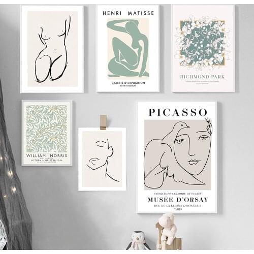 Wall Art Canvas Painting Picasso Matisse Abstract Girl Line Nordic Posters And Prints Wall Pictures For Living Room Home Decor