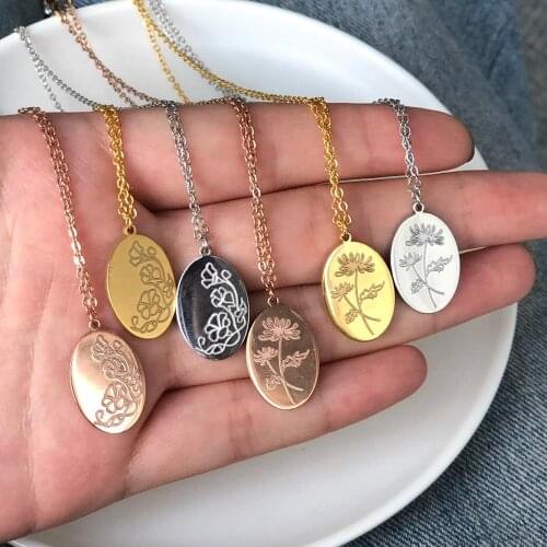 Delicate Flowers Birth Necklace For Women Carnation Rose Charms Layer Flower Month Drive Necklace Jewelry Mother Jewelry Gift