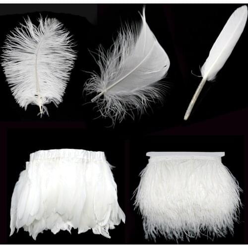 New Arrival White Feather Ostrich/Goose Feather DIY Wedding Decorations Elegant Party Clothes Supplies Feathers Fringe Trim