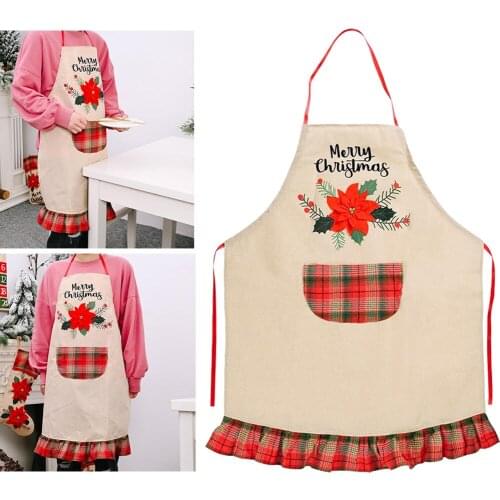 Waitress Chef Barista Cooking Apron w/ Pocket Waist Belt Christmas Apron for Adults Women Kitchen Restaurant Garden BBQ Workshop