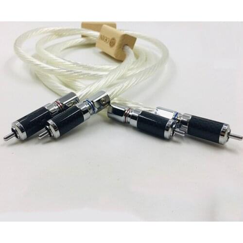 Pair nordost odin 7N silver plated occ copper audio interconnect wire with carbon fiber RCA connector plug