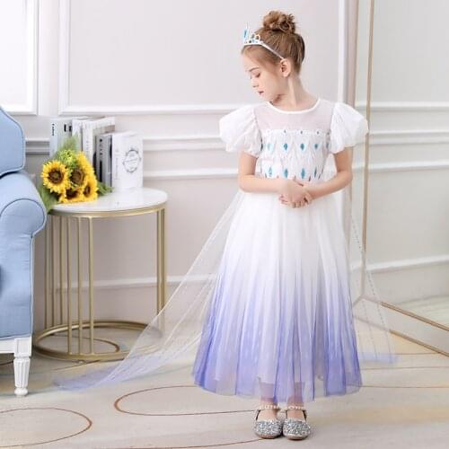 Dress Up For Girls Birthday Party Kids Frock Ice Snow Princess Evening Costumes Clothes Children Long Dress