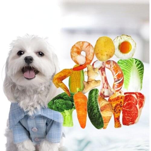 Plush Simulation Dog Toy for Small Dog Bite Resistant Puppy Cat Toy Chew Dog Toy Vegetable Chicken Leg Vocal Pet Supplies