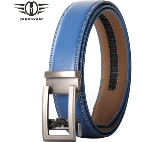 Cow Leather Men Belt 2021 New Automatic Genuine Leather Belts For Men Casual Brand Mens Belt Cowskin Strap Blue Brown B337