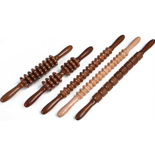 Yoga Wooden Meridian Rod Nine Fine Wheel Exercise Roller Sport Injury Gym Body Leg Trigger Point Muscle Roller Sticks Massager