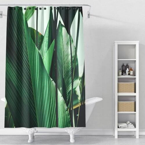 3D Luxury Leaf Flower Waterproof Shower Curtains Leaves Printing Curtains for Bathroom Shower