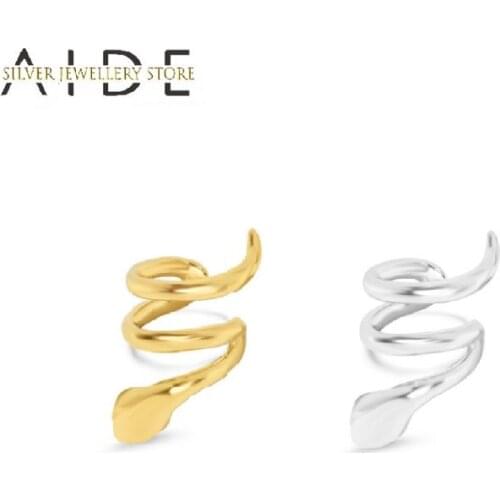 AIDE Punk 925 Sterling Silver Ear Cuff Punk Multilayer Snake Clip On Earrings For Women NO Piercing Fine Jewelry kolczyki