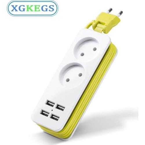 EU Plug Travel Power Strip Socket 1/2/3 Outlets 4 USB 2.1A Multiple Wall Charger with 1.5M Cord Extension Cable Portable Adpter