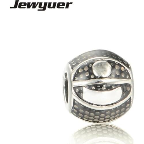 Sport charms 925 Sterling Silver jewelry Basketball charm Fit beads Bracelets necklaces DIY fine jewelry Memnon wholesale BE253