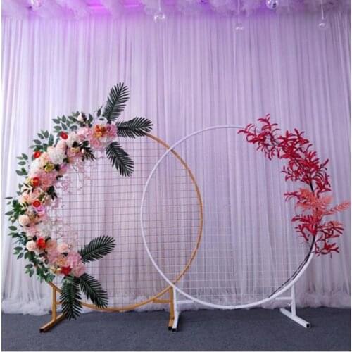 Wedding round grid screen wedding background grid screen Mori round square wrought iron grid window decoration
