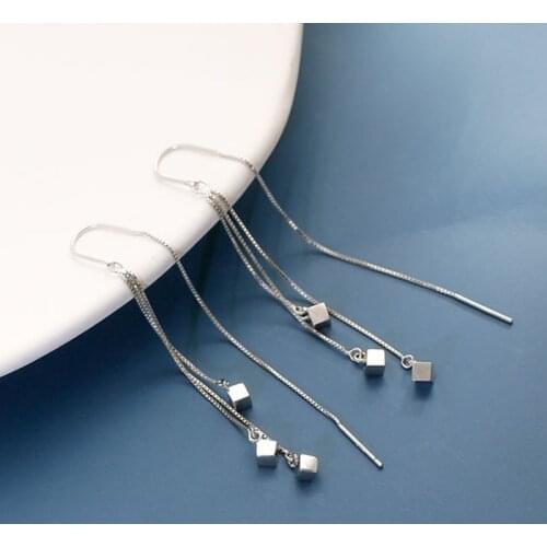 Drop Earrings Tassel Square Line Long Geometric For Women Chain Korean Fashion Hot Sale Lady Party Jewelry Accessories BOYULIGE