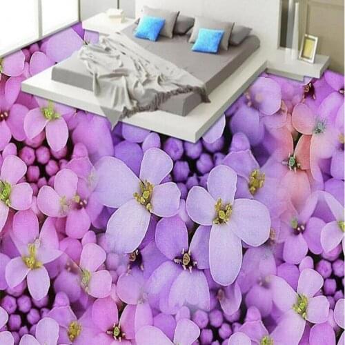 Wellyu Personalized custom flooring posted 3D purple warm aesthetics floor decoration painting thick waterproof non-slip