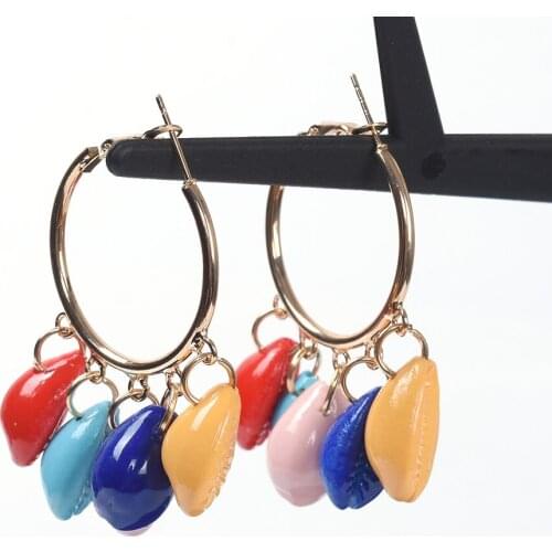 Colorful Acrylic Beaded Earrings 2019 New ZA Earrings Female Bohemian Ethnic Drop Dangle Earrings For Women Jewellery