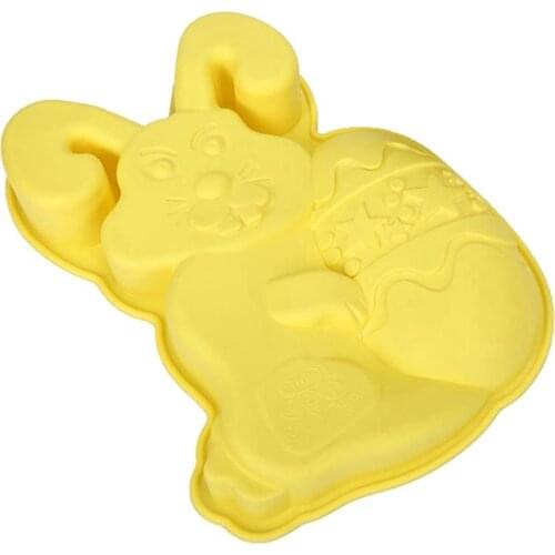 1pc Silicone Rabbit Shape Cake Mold Reusable Creative Cake Mold Baking Mold For Easter DIY Baking Tools Accessories Random Color
