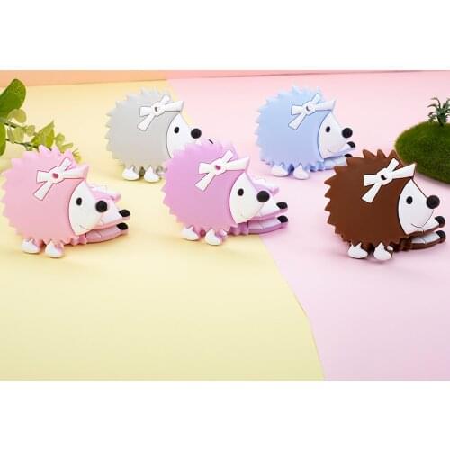 Sunrony 1pc Hedgehog Silicone Teether Animal Cartoon Baby teething Necklace Chew Charms Baby Products Toddler Toys