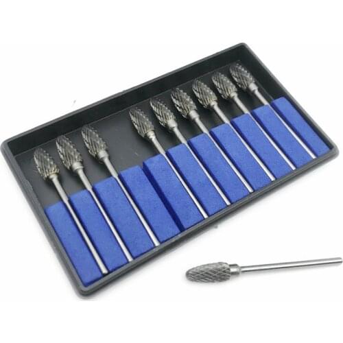 10pcs/1set Tungsten Steel Dental Carbide Burs Dental Med Lab Bur Drill 2.35mm Shank