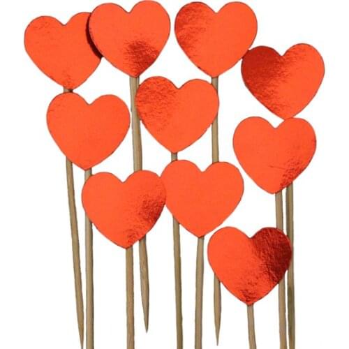 Elitparti Heart Toothpick Ornament Red 10 Pcs party material