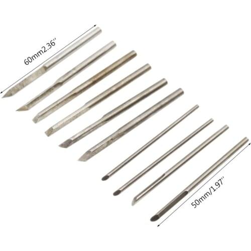 10pcs/set Handmade Olive Wood Carving Blade Knife High Speed Steel Micro Head