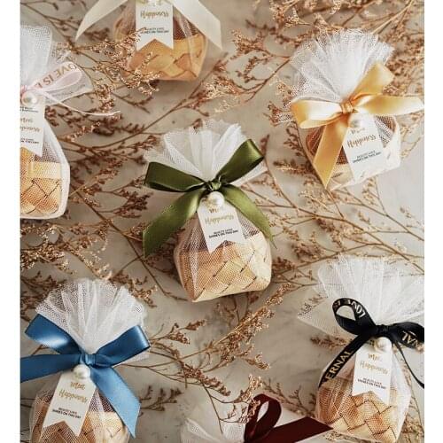 10pcs/lot Wedding Gift Box Creative Bamboo Basket Candy Box Chocolate Favor Packaging Boxes Baby Shower Gift Bag Party Supplies