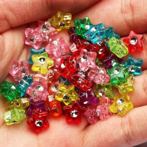 9mm 100pcs Mixed Transparent Colored Five-pointed Star Shape Acrylic Loose Spacer Beads For Jewelry Making DIY Handmade Supplies