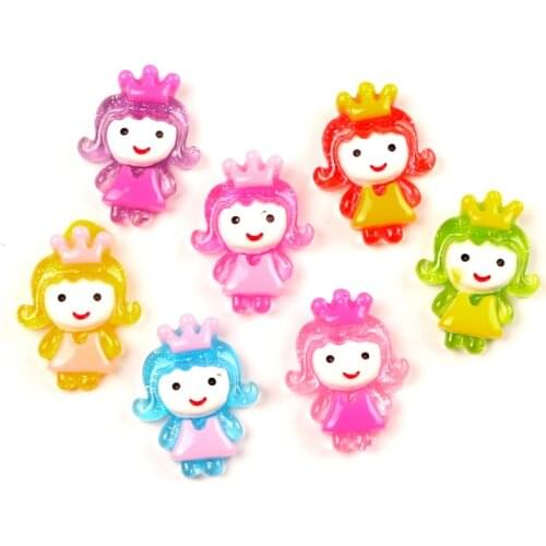 50pcs Mixed Resin Crown Girl Flatback Cabochon Jewelry Findings Scrapbooking For Jewelry Making Charms Pendants Accessories