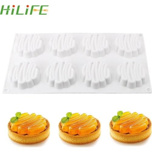 HILIFE 8 Cavity Non Stick Cake Tray Cake Decorating Tools Baking Accessories DIY Mousse Dessert Bakeware 3D Silicone Cake Mold