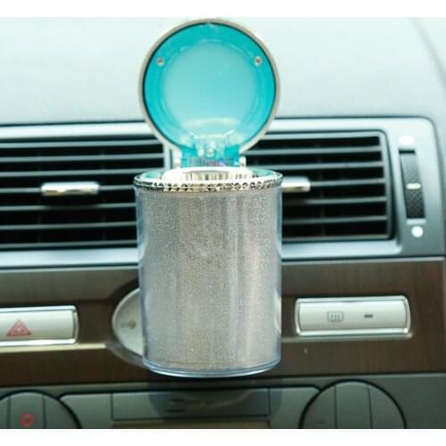 Auto Car LED Light Cigarettes Cigars Cylinder Ashtray Container Holder Storage Cup