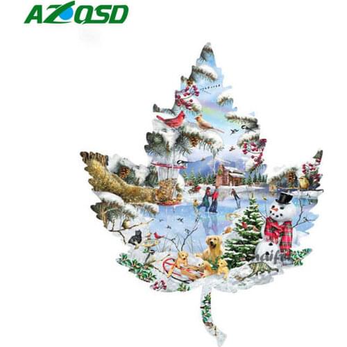 AZQSD Diamond Painting Christmas Scenery Cross Stitch Diamond Embroidery Snowman Winter Rhinestones Gift Home Decor Handmade