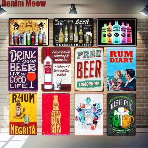 Free Beer Tomorrow Tin Sign Cold Rum Wine Vintage Bar Pub Home Kitchen Wall Decoration Retro Art Poster Plate Iron Plaque A849