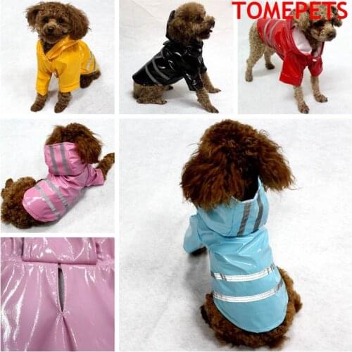 TOMEPETS pet raincoat for small dogs cute solid five colors pink/red/coffee/yellow/blue with reflextive stripe doggie rainwear