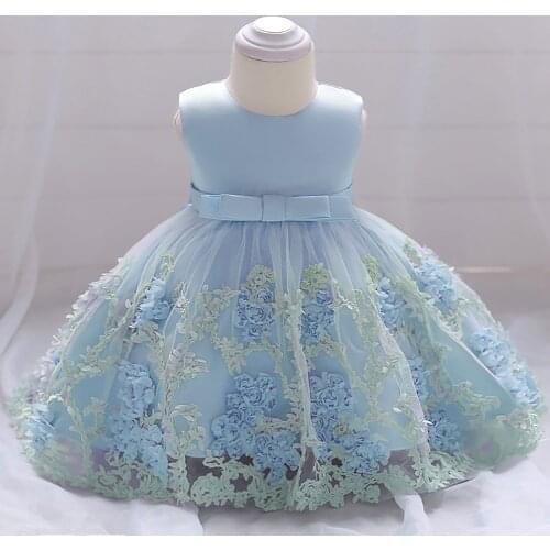 FOCUSNORM Baby Girl Sleeveless Dress with Mesh Stitching Bow Decoration Flower Embroidery Princess Costume Party Tutu Dress