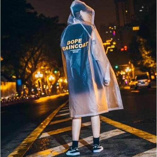 Ins Geekinstyle Street Stylish Raincoats Adult Waterproof Raincoat Transparent Long Couples Relaxed Simple Raincoat Adult R5C79