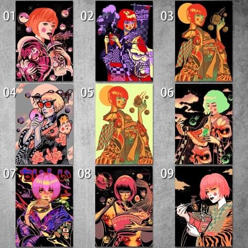 Canvas Painting Pop Yummy Geisha Posters and Prints Wall Art Picture for Living Room Decor No Frame