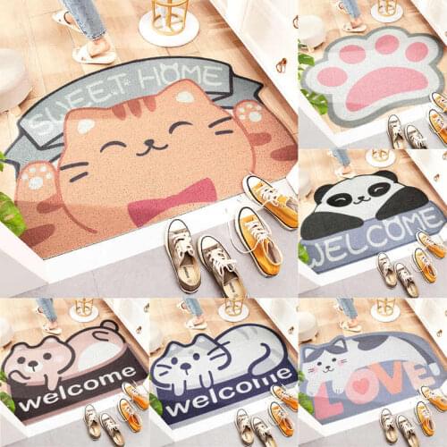 45*75cm Hallway Door Mat Anti-slip Cartoon Pattern Doormat Mug/Dust Removal Carpet Household Floor Mat Easy to Clean 780g