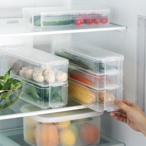 Multifunctional Storage Box Kitchen Refrigerator Fresh-Keeping Box Plastic Vegetable Fruit Drain Basket Storage Rack Dropship