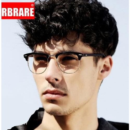 RBRARE 2021 Metal Half-frame Reading Glasses Frame Men Classic Flat Mirror Glasses Frame Men and Women Flat Glasses Okulary