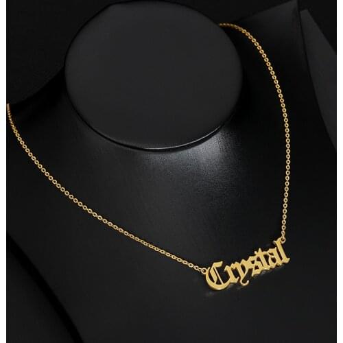 Personalized Name Necklace, Customized Nameplate Necklace, Custom Name Necklace, Old English style Custom Jewelry Bijoux Femme