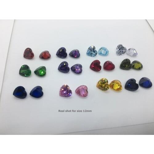 Lucky Star Gems 3~15mm CZ Birthstone Heart Cut Cubic Zirconia Loose Gemstone for Hot Sale DIY Jewelry Accessories Making