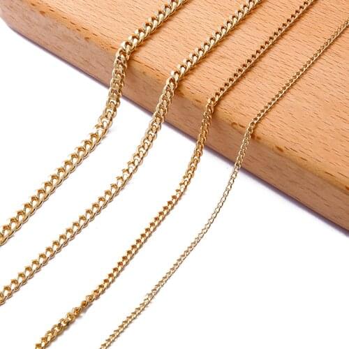 1Meter 2/3/4/5mm 18K Gold Plated Grind The Chains Bulk For DIY Jewelry Findings Making Materials Handmade Supplies