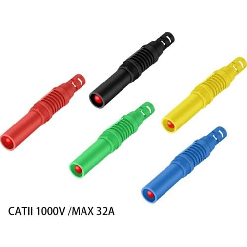 Straight Insulated Safety 4mm Male Banana Plug Wire Solder DIY Connectors Instrument test plug high current voltage gauge