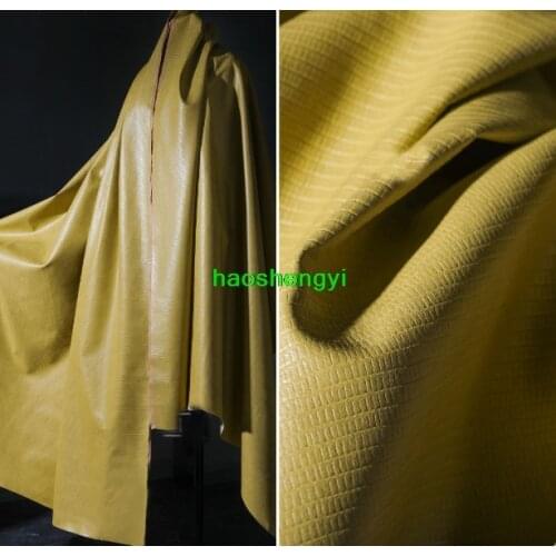 Apricot stripes embossed texture, medium-thick leather, creative clothing designer fabric