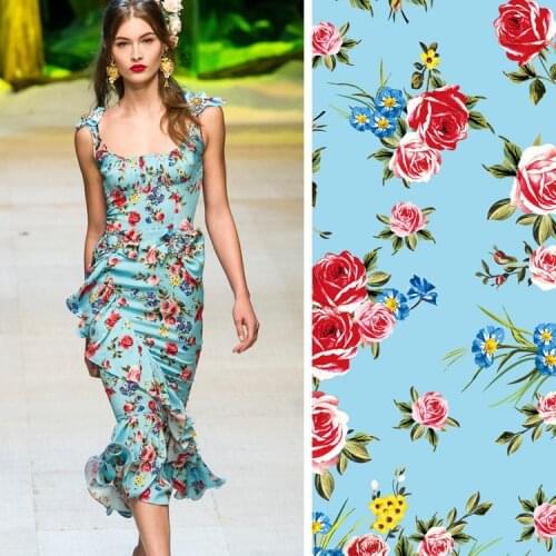 Luxury Brand D Womens Dress Printed Fabric Cloth 100% Polyester Textile Sewing Material Advanced Customization Per Meter
