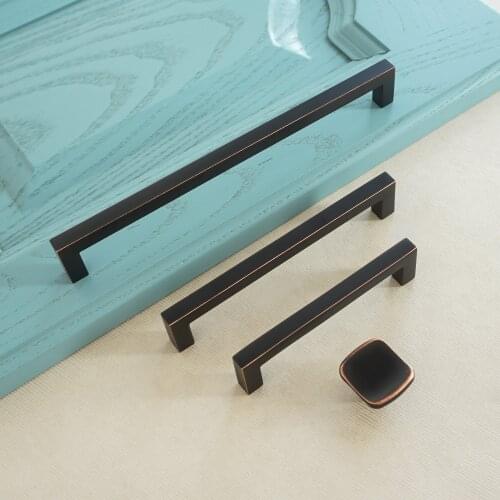 3.75" 5" 7.55"Black with Red Edge Drawer Knobs Kitchen Cabinet Zinc Alloy Handles Furniture Wardrobe Door Drawer Handle Hardwere