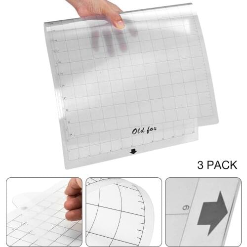 3PCS Replacement Cutting Mat Transparent Adhesive Mat Pad With Measuring Grid 12 By 12-Inch For Silhouette Plotter Machine