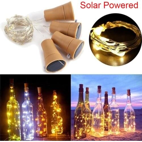 Solar Powered Wine Bottle Cork Festival Outdoor Light Garland Lights Outdoor Fairy Light 1M/2M Shaped LED Copper Wire String
